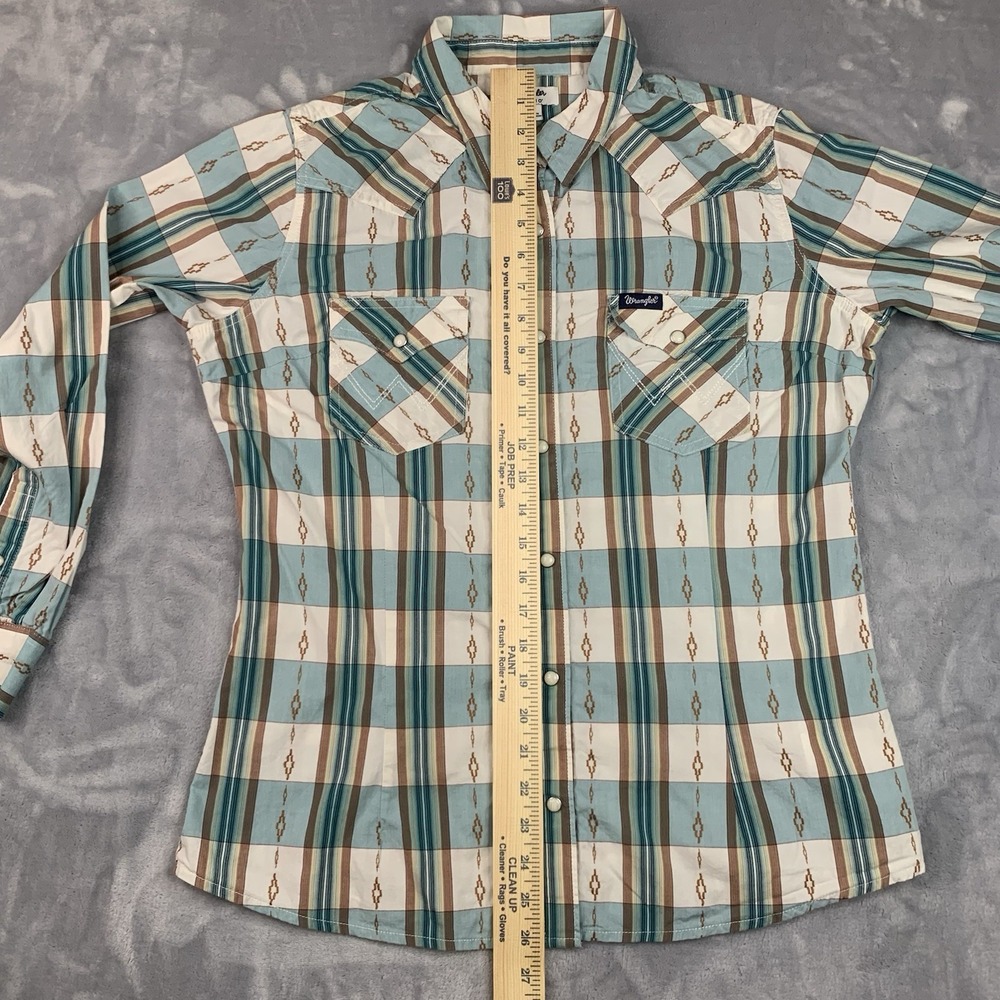 Wrangler Retro Women's L Plaid Print Long Sleeve Snap Western Shirt - Picture 7 of 9